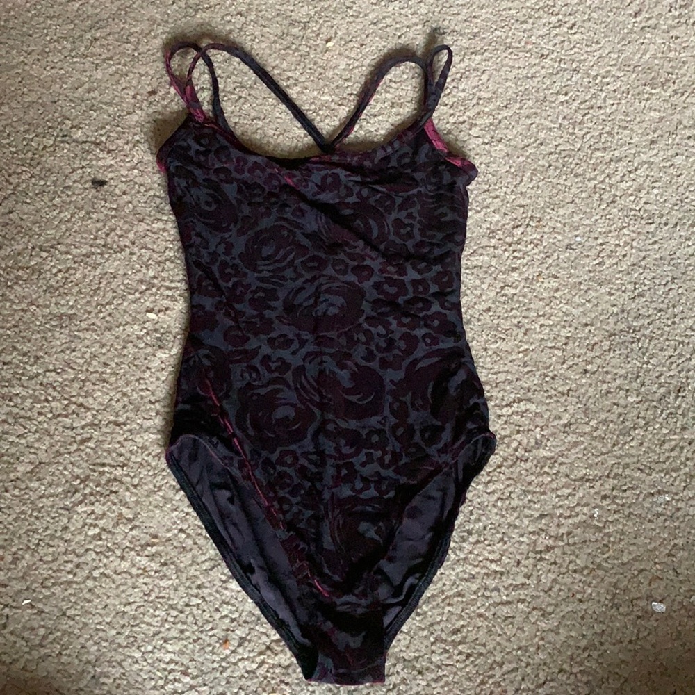 Black and maroon spaghetti strap body suit